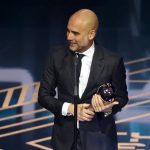 Guardiola won FIFA's men's coach award for the first time